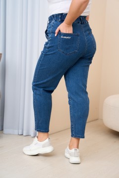 Синие джинсы mom с резинкой на поясе Intikoma(фото4)