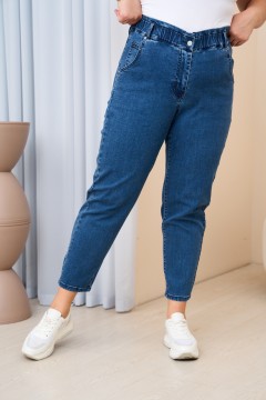 Синие джинсы mom с резинкой на поясе Intikoma(фото3)