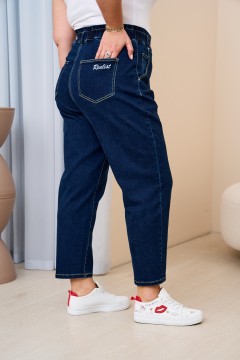 Тёмно-синие джинсы mom с резинкой на поясе Intikoma(фото4)