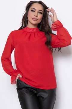 Красная шифоновая блузка с объёмными рукавами Diolche