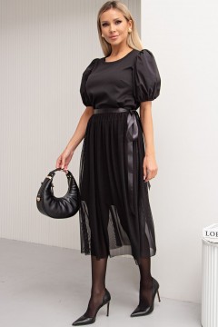 Длинная чёрная юбка из сетки Терия №1 Valentina