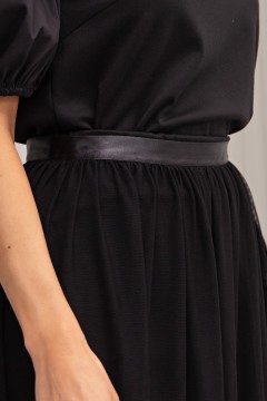 Длинная чёрная юбка из сетки Терия №1 Valentina(фото4)