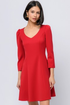 Короткое красное платье с V-вырезом 1001 dress