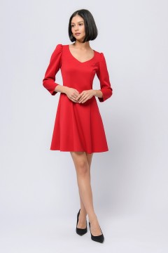 Короткое красное платье с V-вырезом 1001 dress(фото2)