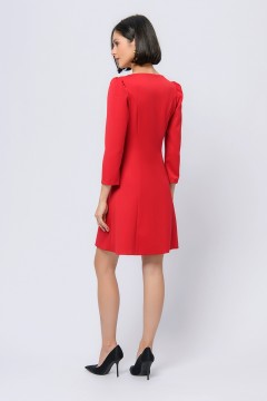 Короткое красное платье с V-вырезом 1001 dress(фото3)