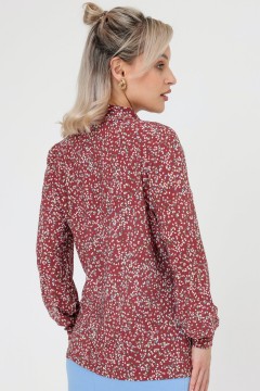 Прямая блузка с принтом цвета красный терракот Rise(фото3)