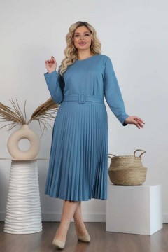 Трикотажное платье голубое с поясом Wisell(фото2)