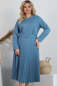 Трикотажное платье голубое с поясом Wisell