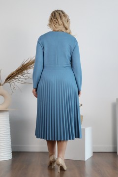 Трикотажное платье голубое с поясом Wisell(фото3)