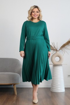 Зелёное трикотажное платье с поясом Wisell(фото2)