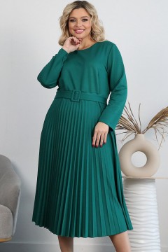 Зелёное трикотажное платье с поясом Wisell