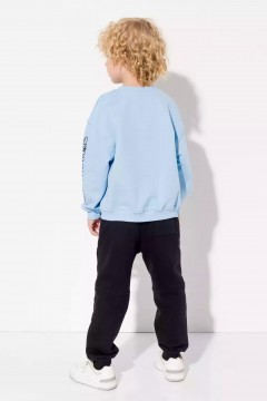 Голубой свитшот для мальчика с принтом 10947AW23 Vulpes Familiy(фото3)