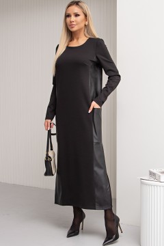 Длинное чёрное трикотажное платье с карманами Бейн №1 Valentina