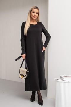 Длинное чёрное трикотажное платье с карманами Бейн №1 Valentina(фото2)