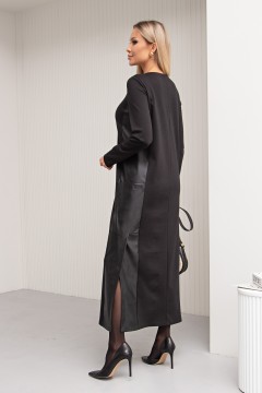 Длинное чёрное трикотажное платье с карманами Бейн №1 Valentina(фото5)