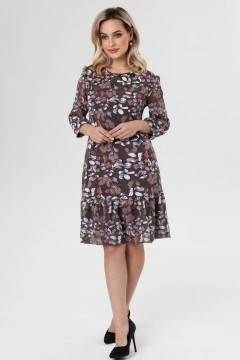 Серо-коричневое трикотажное платье с рукавами из шифона Rise(фото2)