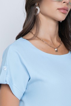 Голубая блузка с коротким рукавом Bellovera(фото3)