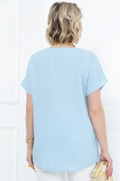 Голубая женская блуза с короткими рукавами Bellovera(фото4)