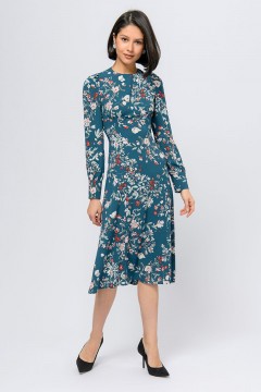 Бирюзовое платье миди с цветочным принтом 1001 dress(фото2)