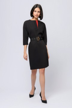 Короткое чёрное платье с красной вставкой  1001 dress(фото2)