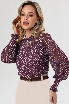 Блузка брусничного цвета с рукавами из шифона Rise