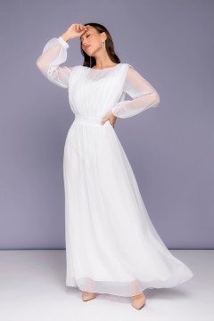 Белое платье макси с объёмными рукавами 1001 dress(фото2)