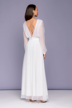 Белое платье макси с объёмными рукавами 1001 dress(фото4)