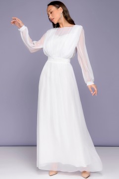 Белое платье макси с объёмными рукавами 1001 dress