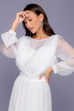 Белое платье макси с объёмными рукавами 1001 dress(фото3)