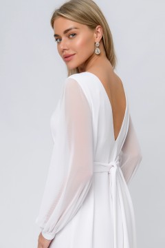 Белое двойное платье с глубоким V-вырезом по спинке 1001 dress(фото3)
