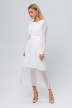 Белое двойное платье с глубоким V-вырезом по спинке 1001 dress(фото2)
