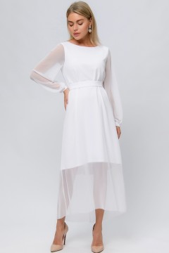 Белое двойное платье с глубоким V-вырезом по спинке 1001 dress
