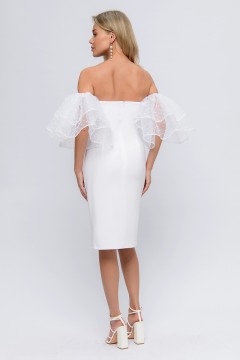 Белое платье-футляр со съёмными рукавами 1001 dress(фото5)