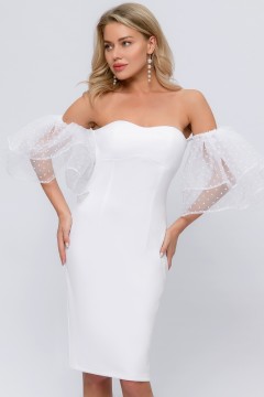 Белое платье-футляр со съёмными рукавами 1001 dress
