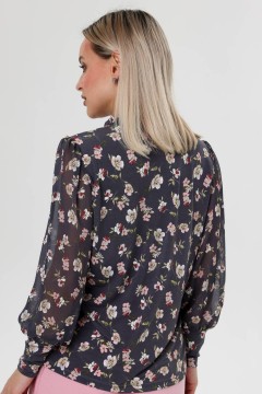 Серая блузка с цветочным принтом Rise(фото3)