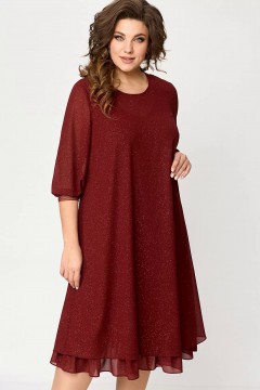 Блестящее платье миди с поясом в красном цвете А3964-3 62 размера Algranda