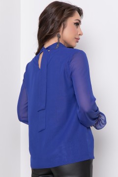 Шифоновая блузка синего цвета с объёмными рукавами Diolche(фото3)