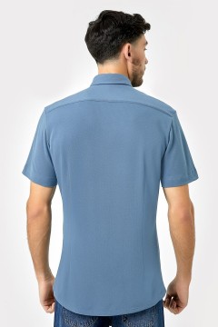 Серо-синяя рубашка с короткими рукавами 22/2984Ц-11 Mark Formelle men(фото3)