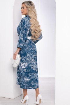 Синее платье с белым принтом Lady Taiga(фото4)