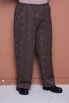 Плотные трикотажные брюки в коричневом цвете с принтом леопард Jetty-plus(фото3)