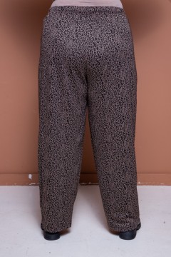 Плотные трикотажные брюки в коричневом цвете с принтом леопард Jetty-plus(фото4)