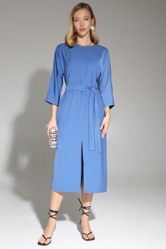 Синее платье с поясом Cloxy(фото2)