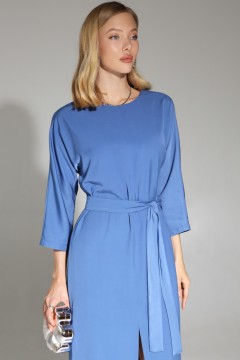 Синее платье с поясом Cloxy(фото3)