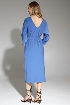 Синее платье с поясом Cloxy(фото4)