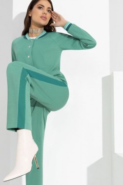Трикотажный зелёный костюм с брюками и бомбером Charutti(фото2)