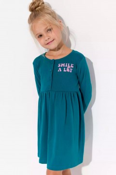 Зелёное платье для девочки с принтом 11133AW23 Vulpes Familiy