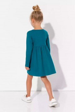 Зелёное платье для девочки с принтом 11133AW23 Vulpes Familiy(фото3)