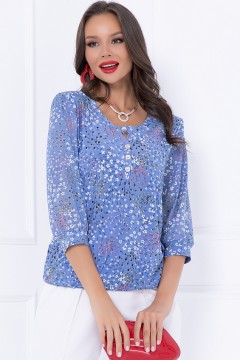 Светло-голубая блузка с цветочным принтом Bellovera