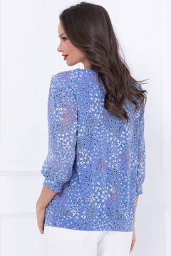 Светло-голубая блузка с цветочным принтом Bellovera(фото4)