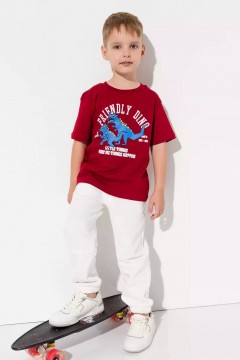 Бордовая футболка для мальчика с принтом 10926/1AW23 Vulpes Familiy(фото2)